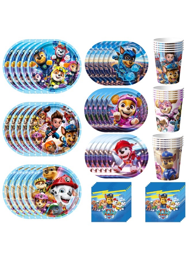 FRUITFUL PARTY Paw Patrol Birthday Party Tableware Set for 30 Guests, 120PCS Paw Patrol Party Supplies with Plates Cups Napkins, Kids Paw Patrol Party Decoration Supplies - Image 1